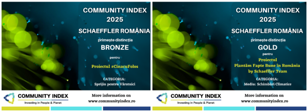 Gold & Bronze Recognition pentru Schaeffler România din partea Community Index pentru două proiecte de impact social